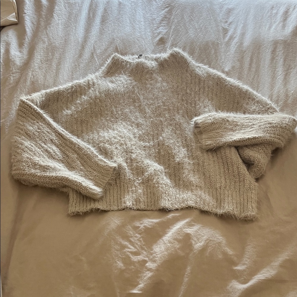 Express Cream Women's Cowl Neck Sweater